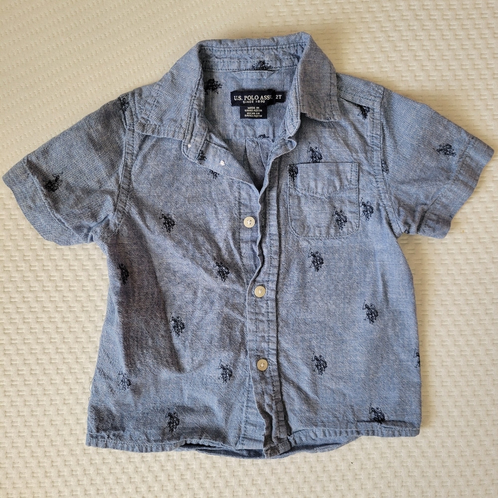 U.S. Polo Assn. Blue Toddler Boy Buttoned Shirt Size 2T